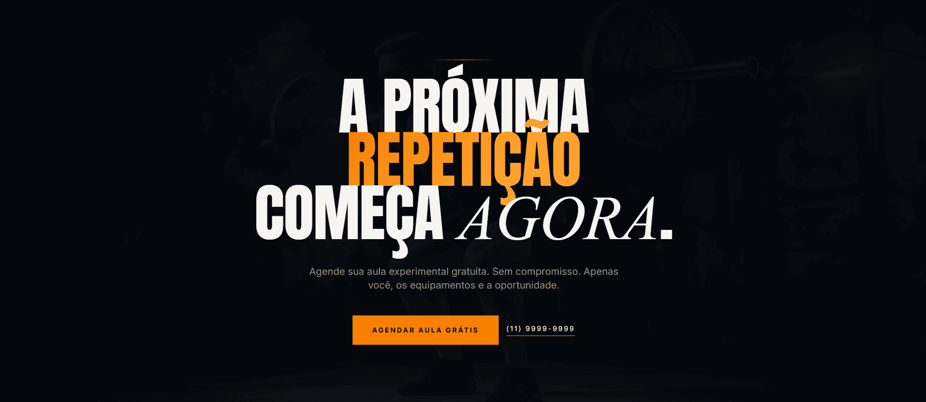 Landing page de academia desenvolvida pela Versel, com agendamento de aula experimental